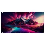 Ai Generated Mountain Ocean Lava Fire Sky Sea Banner and Sign 8  x 4  Front