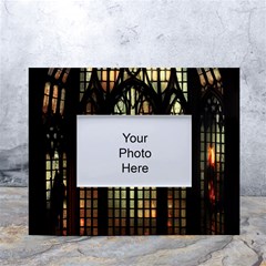 Stained Glass Window Gothic Haunted Eerie White Tabletop Photo Frame 4 x6  by Jancukart