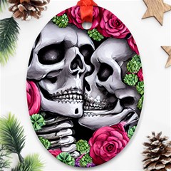 Black Skulls Red Roses Ornament (oval) by GardenOfOphir