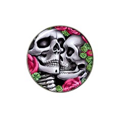 Black Skulls Red Roses Hat Clip Ball Marker by GardenOfOphir