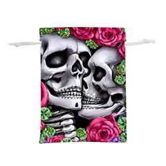 Black Skulls Red Roses Lightweight Drawstring Pouch (s) by GardenOfOphir