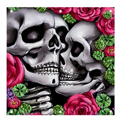 Black Skulls Red Roses Banner And Sign 4  X 4  by GardenOfOphir