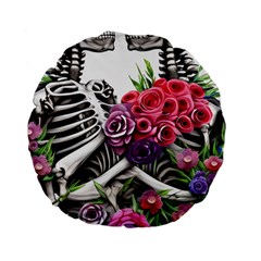 Gothic Floral Skeletons Standard 15  Premium Round Cushions by GardenOfOphir