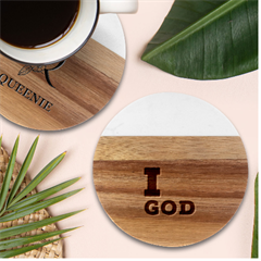 I Love God Marble Wood Coaster (round) by ilovewhateva