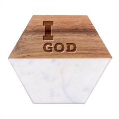 I Love God Marble Wood Coaster (hexagon)  by ilovewhateva