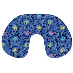 Floral Asia Seamless Pattern Blue Travel Neck Pillow by Pakemis