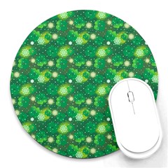 Leaf Clover Star Glitter Seamless Round Mousepad by Pakemis