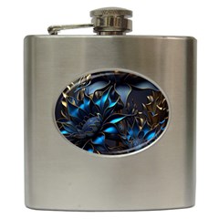 Flower Metal Flowers Sculpture Hip Flask (6 Oz) by Ravend