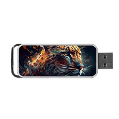 Leopard Feline Artwork Art Fantasy Portable Usb Flash (one Side) by Ravend