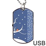 Bird Winter Bullfinch Patterns Art Dog Tag USB Flash (Two Sides) Back