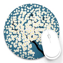 Flower Flora Decoration Pattern Round Mousepad by Uceng