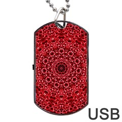 Red Wallpaper Mandala Pattern Art Dog Tag Usb Flash (one Side) by Uceng