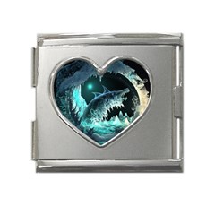 Sculpture Dinosaur Shark Frozen Winter Fantasy Mega Link Heart Italian Charm (18mm) by Ravend