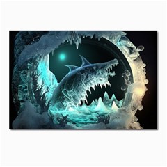 Sculpture Dinosaur Shark Frozen Winter Fantasy Postcard 4 x 6  (pkg Of 10) by Ravend