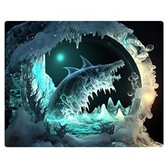 Sculpture Dinosaur Shark Frozen Winter Fantasy Premium Plush Fleece Blanket (medium) by Ravend