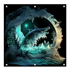 Sculpture Dinosaur Shark Frozen Winter Fantasy Banner And Sign 4  X 4  by Ravend