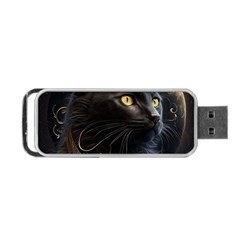 Ai Generated Cat Moon Feline Cute Portable Usb Flash (two Sides) by Ravend