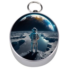 Ai Generated Space Astronaut Universe Moon Earth Silver Compasses by Ravend