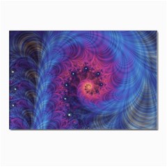 Fractal Fractals Spiral Vortex Blue Dark Art Postcards 5  X 7  (pkg Of 10) by Ravend