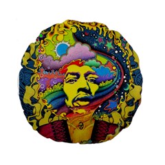 Psychedelic Rock Jimi Hendrix Standard 15  Premium Flano Round Cushions by Jancukart