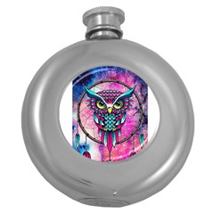 Owl Dreamcatcher Round Hip Flask (5 Oz) by Jancukart