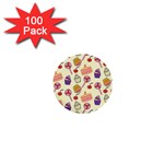 Happy Birthday Cupcake Pattern Lollipop Flat Design 1  Mini Buttons (100 pack)  Front