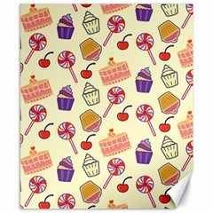 Happy Birthday Cupcake Pattern Lollipop Flat Design Canvas 8  X 10  by Ravend