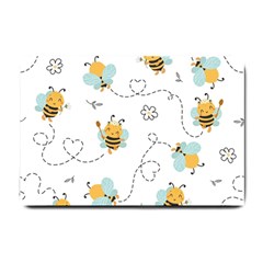 Bee Art Pattern Design Wallpaper Background Print Small Doormat by Ravend