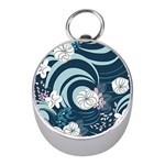 Flowers Pattern Floral Ocean Abstract Digital Art Mini Silver Compasses Front