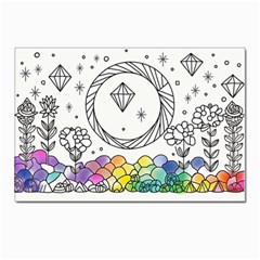 Rainbow Fun Cute Minimal Doodle Drawing Postcards 5  X 7  (pkg Of 10) by Ravend