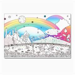 Rainbow Fun Cute Minimal Doodle Drawing Arts Postcards 5  X 7  (pkg Of 10) by Ravend