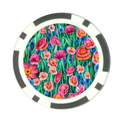 Blossom-filled Watercolor Flowers Poker Chip Card Guard by GardenOfOphir