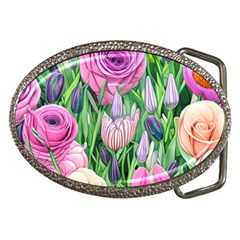 Classic Watercolor Flowers Belt Buckles by GardenOfOphir