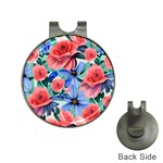 Classy Watercolor Flowers Hat Clips with Golf Markers Front