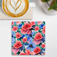 Classy Watercolor Flowers Uv Print Square Tile Coaster  by GardenOfOphir