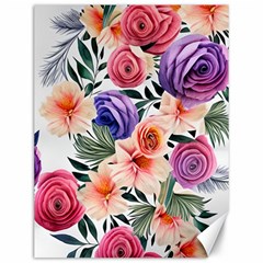 Country-chic Watercolor Flowers Canvas 12  X 16  by GardenOfOphir