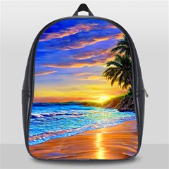 Sunrise At The Beach School Bag (large) by GardenOfOphir