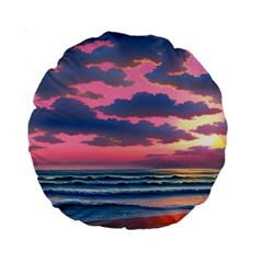 Sunset Over The Beach Standard 15  Premium Round Cushions by GardenOfOphir