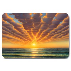 Waves At Sunset Large Doormat by GardenOfOphir