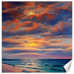 Serene Sunset Over Beach Canvas 12  X 12  by GardenOfOphir