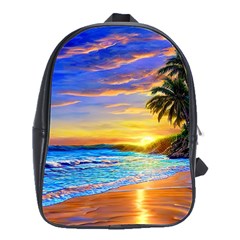 Sunrise At The Beach School Bag (large) by GardenOfOphir