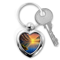 Remarkable Lake Sunset Key Chain (heart) by GardenOfOphir