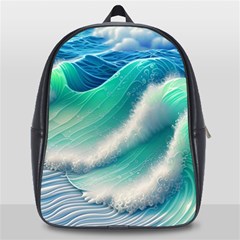 Beautiful Abstract Pastel Ocean Waves School Bag (large) by GardenOfOphir