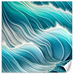 Pastel Blue Ocean Waves Iii Canvas 16  X 16  by GardenOfOphir