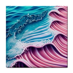 Pink Wave Crashing On The Shore Tile Coaster by GardenOfOphir