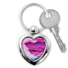 Abstract Pink Ocean Waves Key Chain (heart) by GardenOfOphir