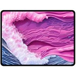 Abstract Pink Ocean Waves Fleece Blanket (Large) 80 x60  Blanket Back