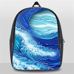 Water Waves School Bag (large) by GardenOfOphir