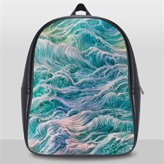 Waves Of The Ocean Ii School Bag (large) by GardenOfOphir