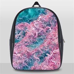 Ocean Waves In Pink Ii School Bag (large) by GardenOfOphir